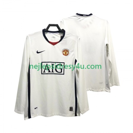 Fotbalový Dres Manchester United Premier League 2008 2009 Retro Venkovní Dlouhý Rukáv